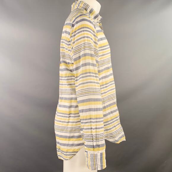 GITMAN BROS VINTAGE Size M White Grey Yellow Plaid One Pocket Long Sleeve Shirt - Picture 2 of 8